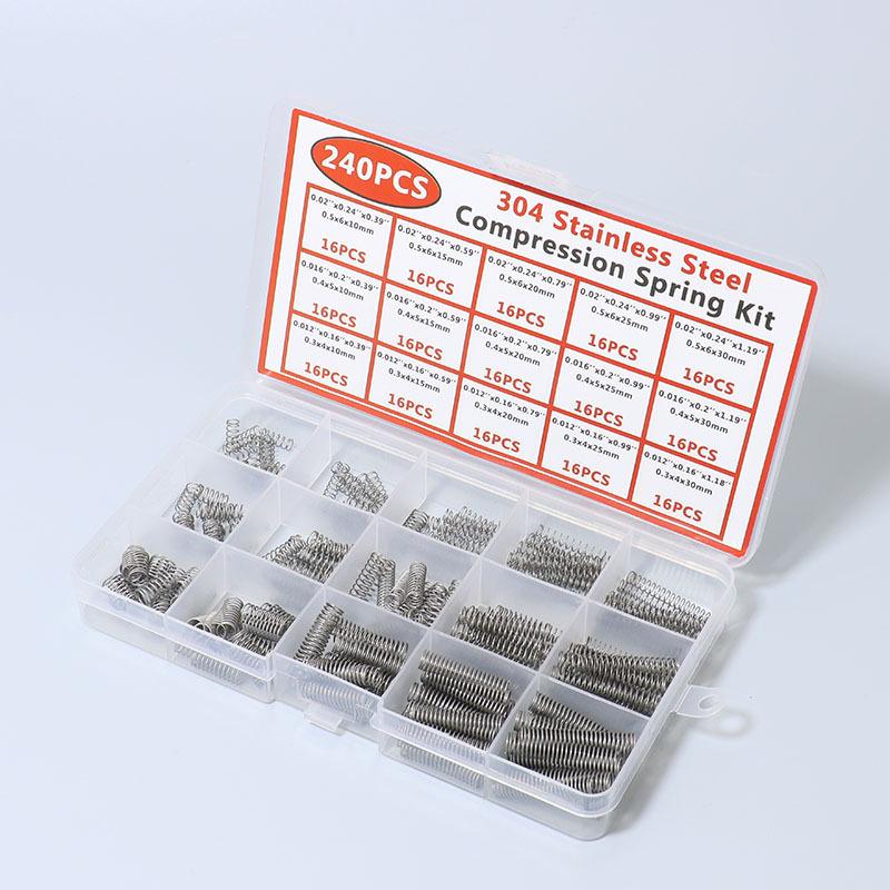 304 Stainless Steel Compression Spring Assortment Kit Box with 15 Sizes Small Springs for Mechanical Repairs DIY Home Projects