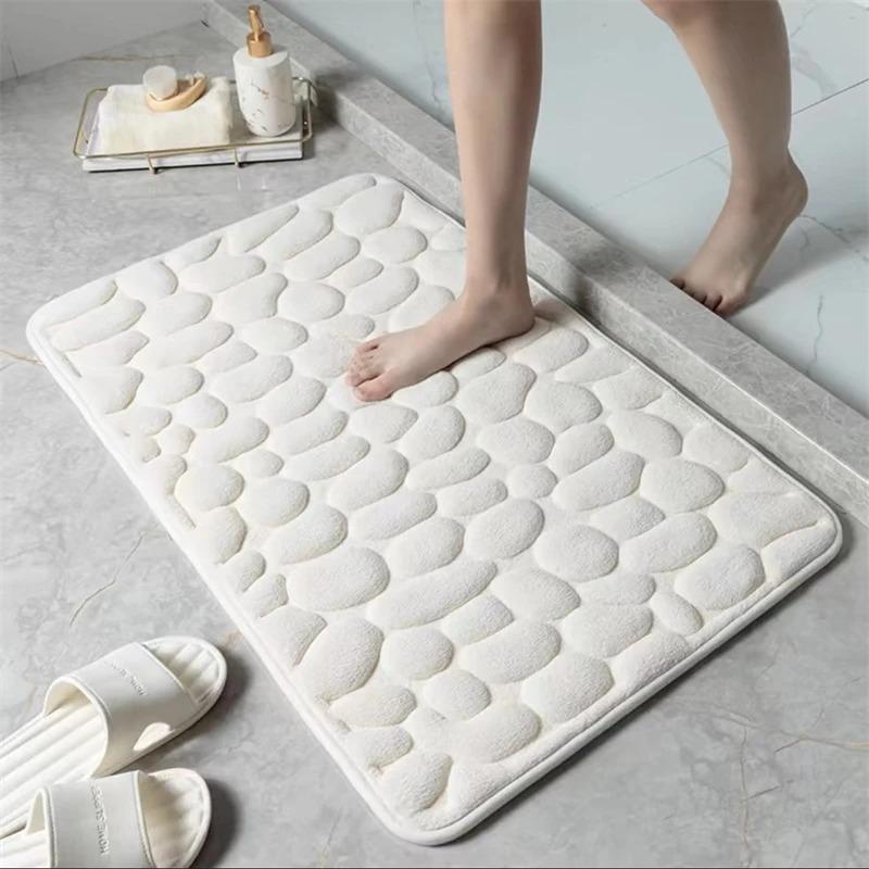 3D Bathroom Anti-slip Mat Pebble Patterned Absorbent Pad Bath Mats Doormat Carpet Cobblestone Embossed Door Floor