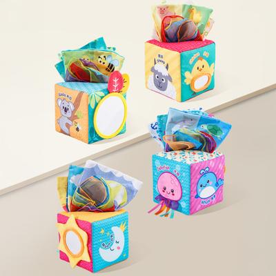Baby Sensory Tissue Box Toy Crinkle Sound Soft Pull & Play Cube Toy