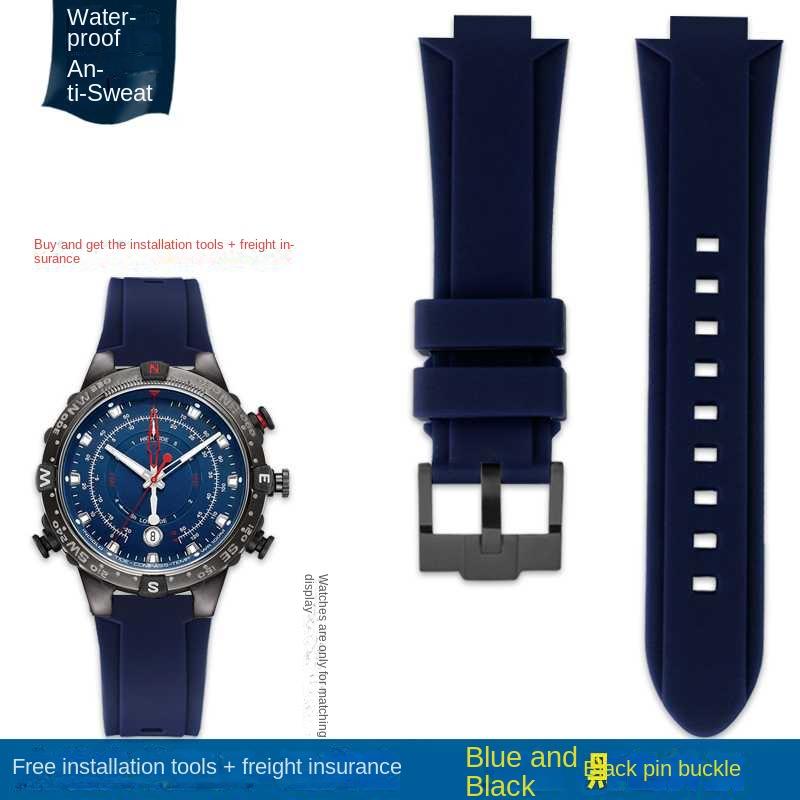 Bracelet de montre convexe Bracelet en silicone pour timex T2N738 T2N739 T2N720 T2N721 T49706 Bracelet de montre à boucle déployante Bracelet en caoutchouc 24X16mm