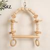 Parrot Beak Care Toy Bird Swing Perch, Wooden Blocks Chew Toy, Beaded Arch Chewing Accessory Swing, Cage for Lovebird Budgie Cockatiel Conure