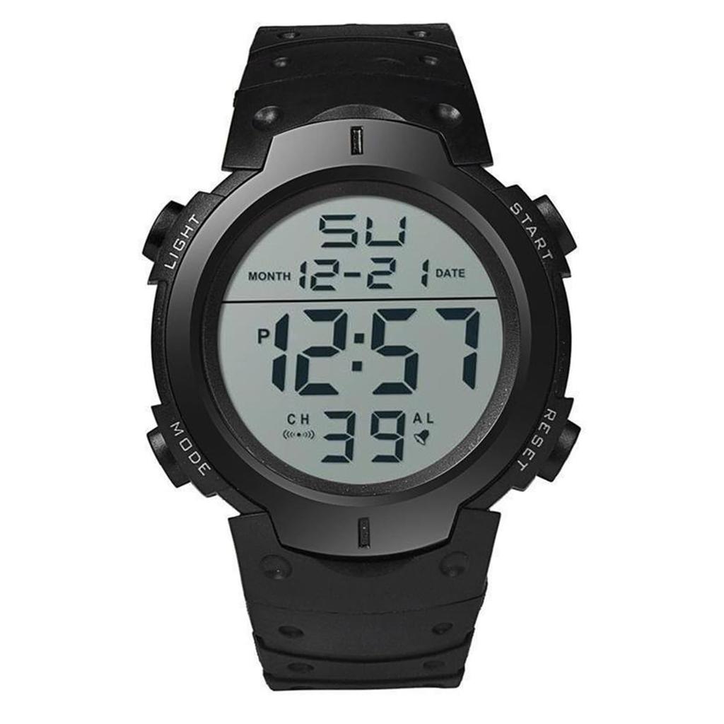 Digital wristwatch men easy read large display big font waterproof sports watch date LED alarm stopwatch function lightweight multifunctional casual