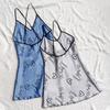 2 Stylish and Breathable Silk Print Slip Nightdress Sexy Halter Pajamas