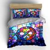 Colorful Stained Glass Art Decor Bedding Set with 1 Duvet Cover 2 Pillowcases Single Double King Queen, Gift