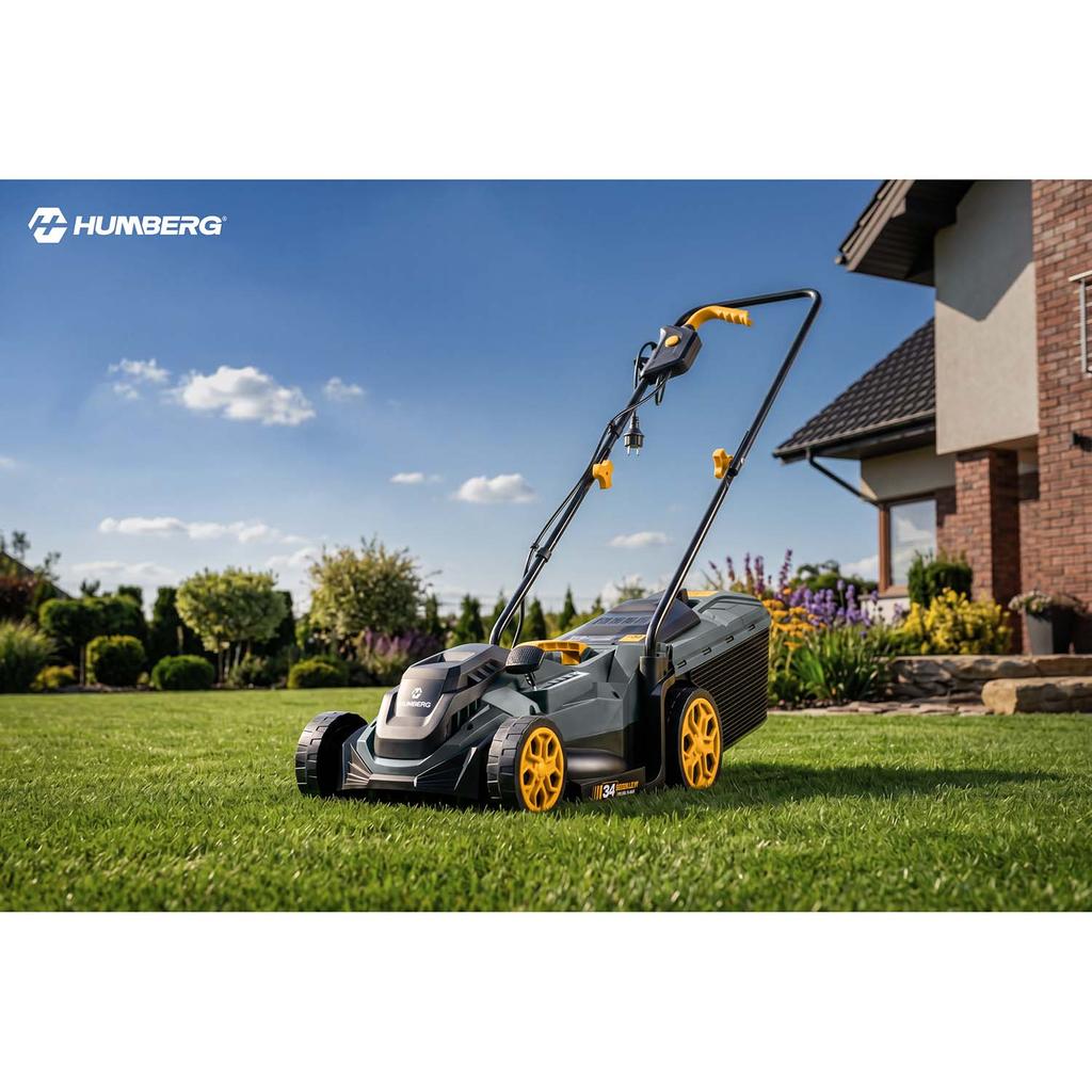 Light Electric Lawn Mower, Powerful With Adjustment, Humberg