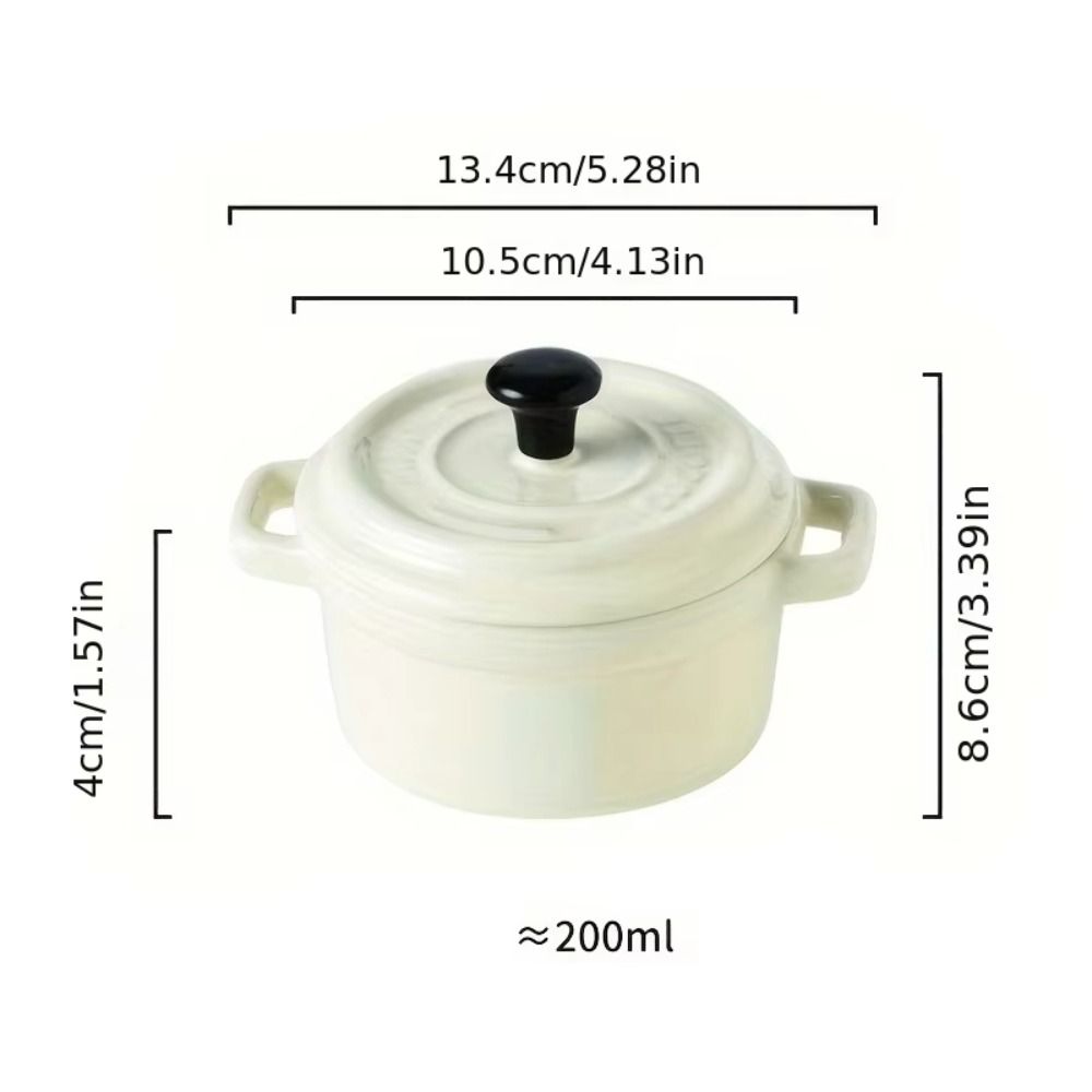 Anti-scalding Ceramic Breakfast Bowl Hanging Ears Mini Casserole with Lids  Household