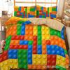 Huse de pilotă colorate pentru jucării Set de așternut cu piese de construcție amuzante Cu fețe de pernă Pentru copii mici Copii Adolescenți Băieți Fete Cadou Decor Dormitor