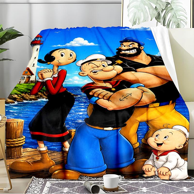 Popeye's Strength Displayed Blanket Flannel Throw for Sofa, Indoor, Camping, Living Room, Office, Chair, And Bed Soft Birthday Gift