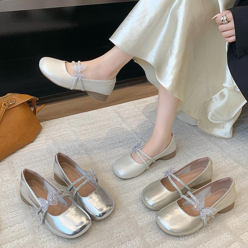 Fashion 2025 Soft Butterfly Round Toe Ladies Singles Shoes New Shallow Footwear Fashion Mary Jane Flat Comfortable Casual Women's Shoes