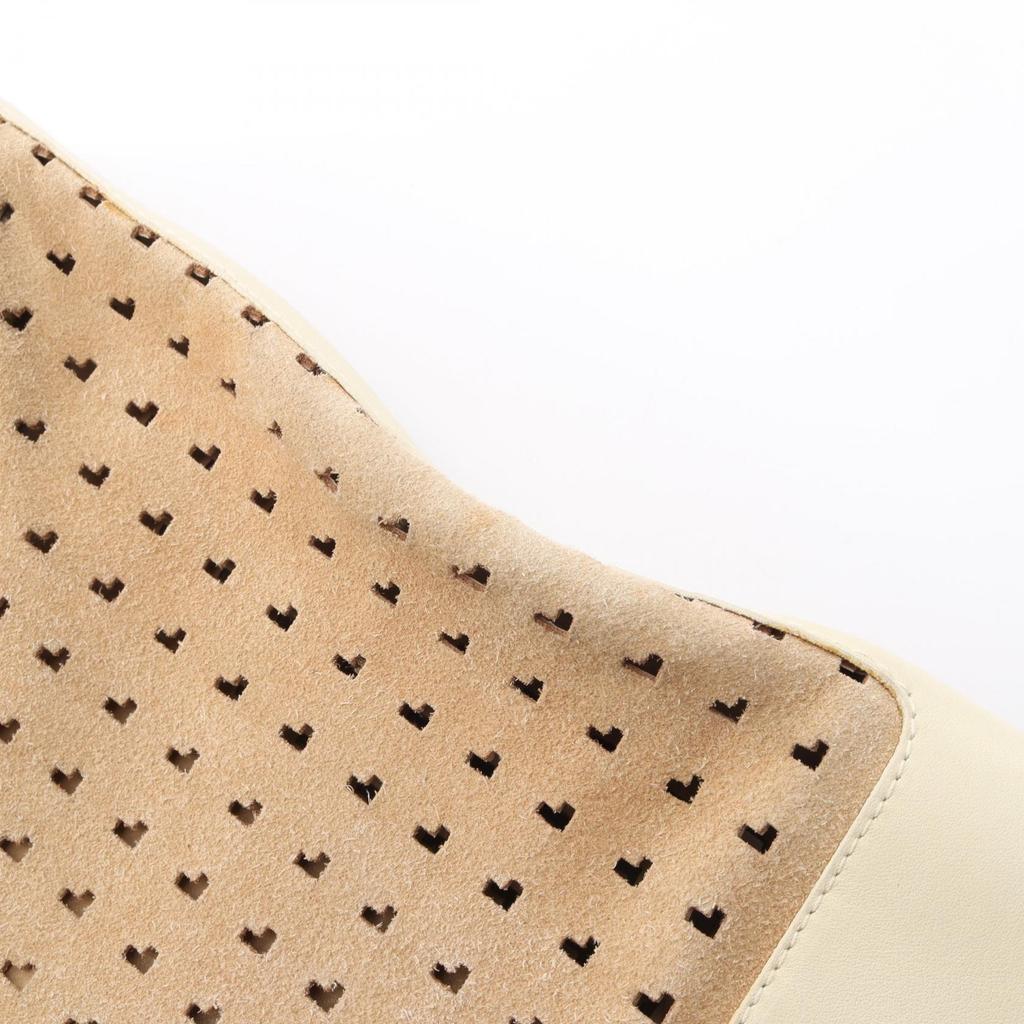 Used LOEWE Punching Shoulder Bag Suede Leather Beige Beige Used Women