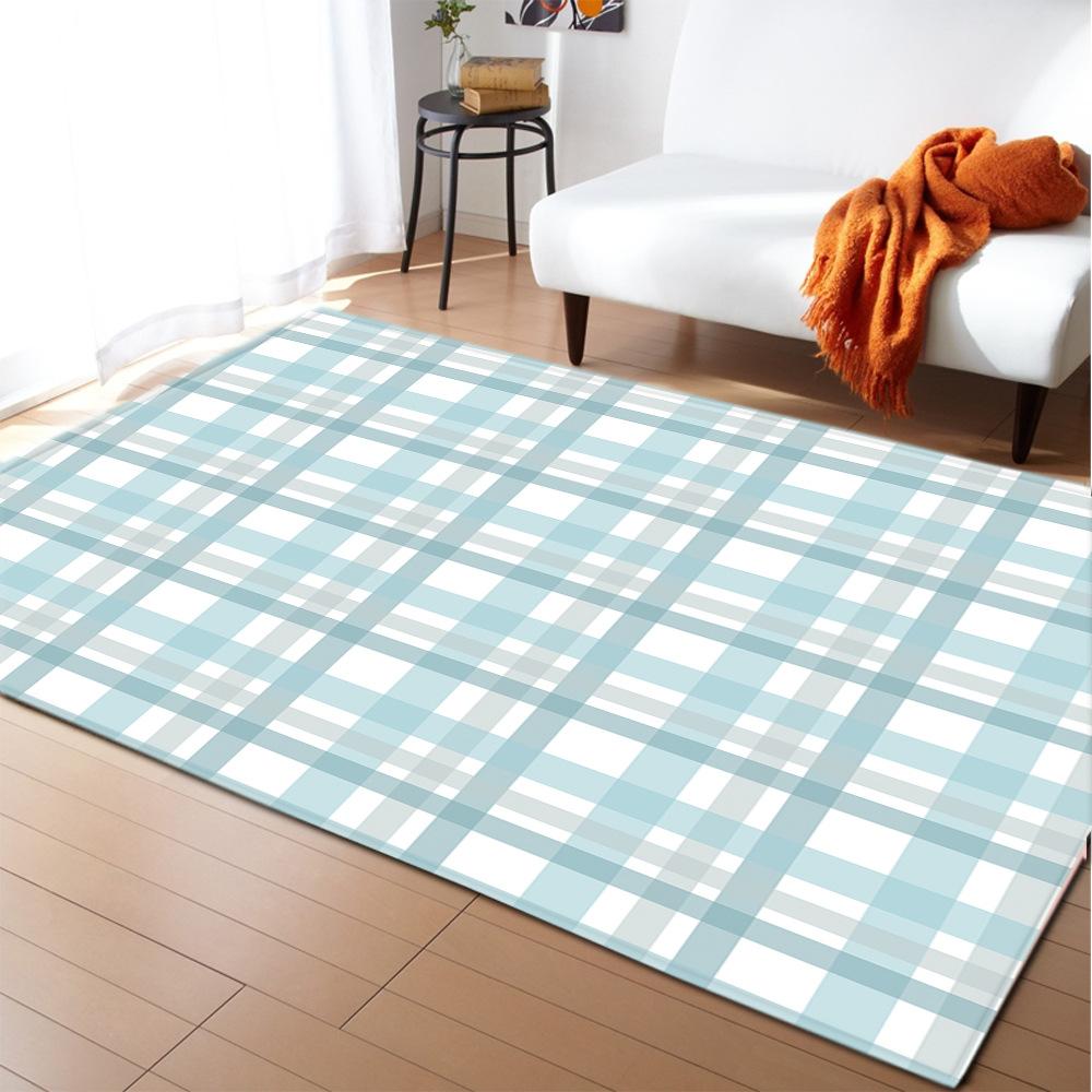 Striped Checked Large Carpet Feather Wind Bedroom Floor Mat