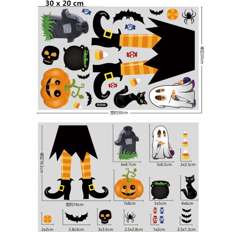 Lot De 9 Feuilles D'autocollants D'Halloween - Empreintes Sanglantes, Citrouilles, Crânes, Réutilisables