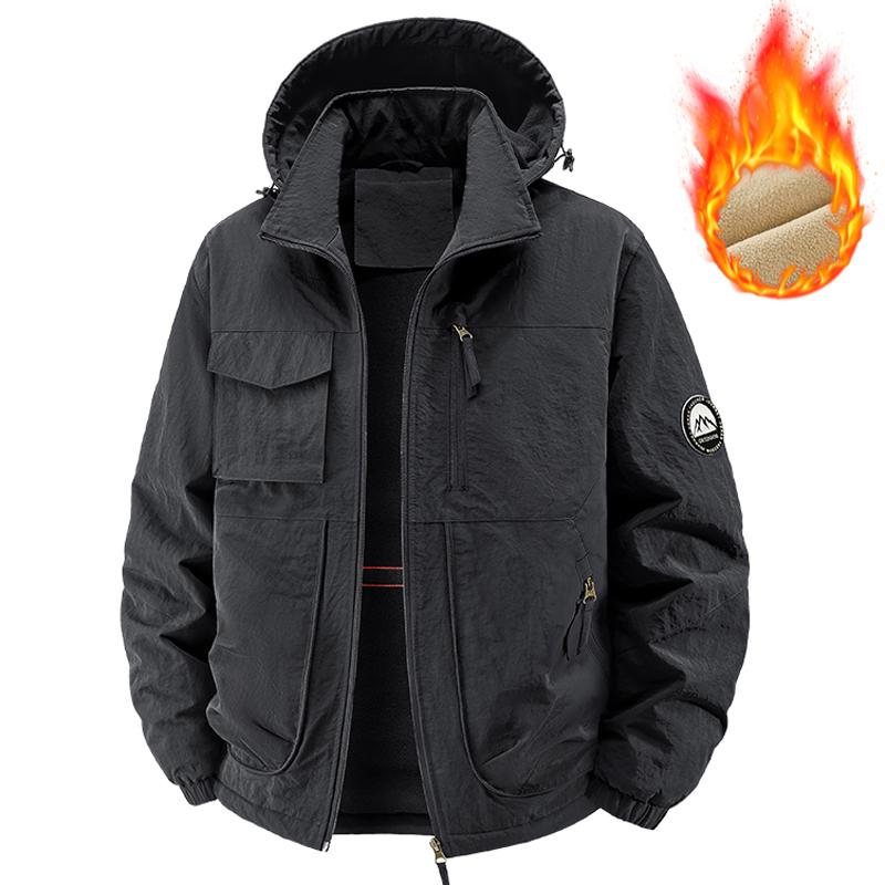 Men Parkas Thick Warm Hooded Coat Cotton-padded Fleece Jacket Casual Quilted Waterproof Jacket Autumn Winter Outwear Clothing