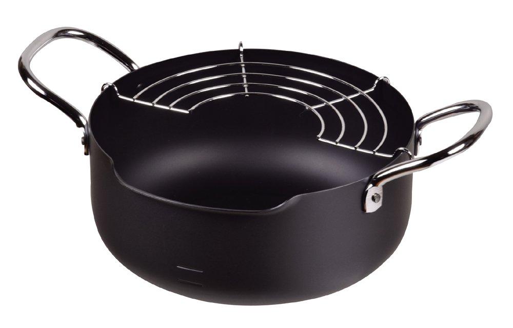 

Глубокая кастрюля для жарки Pearl Metal 20 см, совместимая с IH, легко наливаемая, чугунная, сделана в Японии HB-1890 чёрный