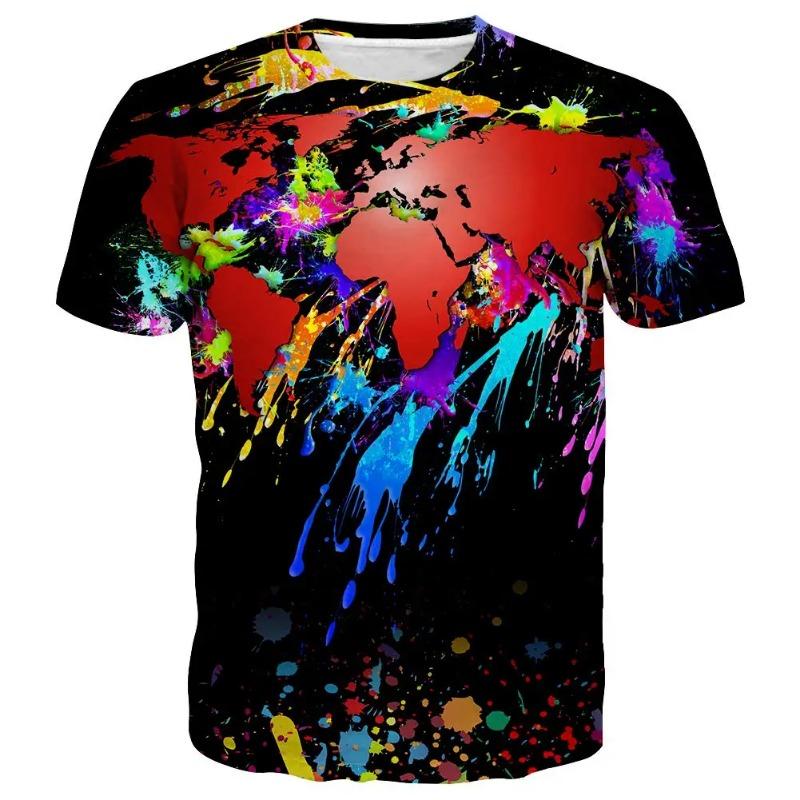 Fashionable and Colorful Tie Dye Graffiti 3D Printed Men's Round Neck Short Sleeved T-shirt