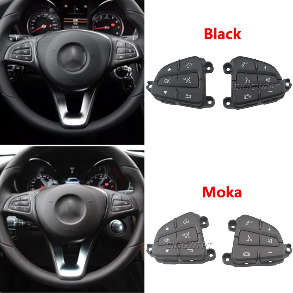 1pair Black/Moka Color Steering Wheel Control Switch Buttons For BENZ C GLC Class W205 W253 A0999050200 A0999050300