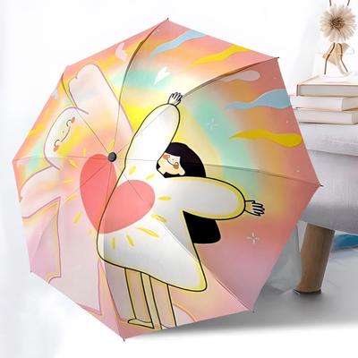 1pc Cute Cartoon Characters Automatic Open/close Folding Umbrella, Compact Portable Travel Umbrella, Perfect Birthday/Christmas, Cute Umbrel