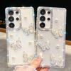 For Samsung Galaxy S25 Ultra Case Rhinestone Edge Pearl Butterfly Decor TPU + PC IMD Phone Cover