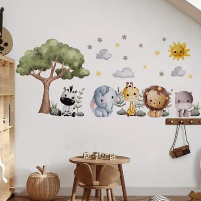 Little Animals Sunbathing Wall Sticker Kids Room Living Room Wall Decoration Self-Adhesive Home Decor