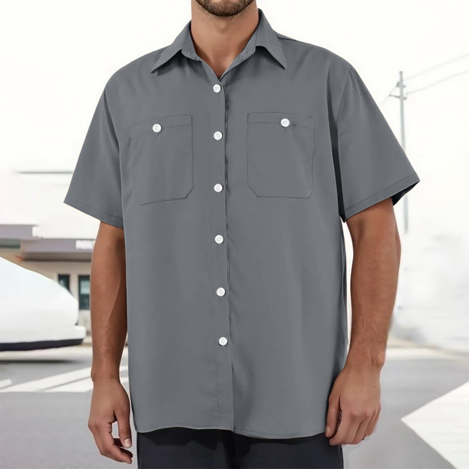 

Men s Loose Casual Multi-pocket Workwear Shirt XXXL