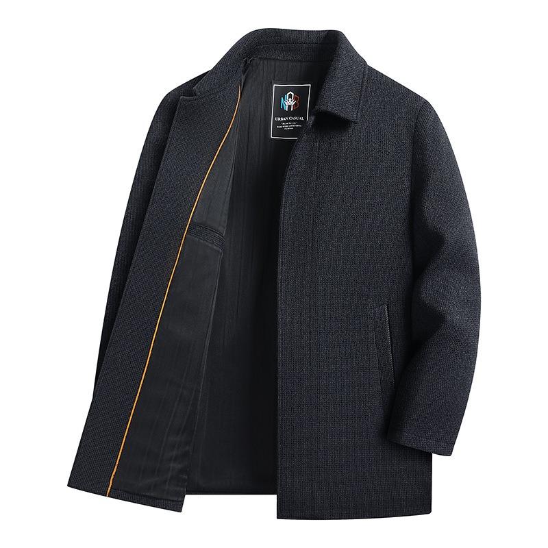 Medium and old chenille jacket men's business casual warm autumn and winter clothing thickened medium and long woolen coat