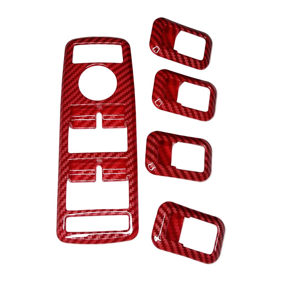 Cadru cu buton de ridicare a geamului mașinii în stil roșu din fibră de carbon pentru Mercedes Benz ABCE GLE GLA CLA GLK Class W176 W204 W212 W166