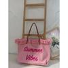 2022 Trendy Large-Capacity Simple Beach and Travel Shoulder Tote with Tassels