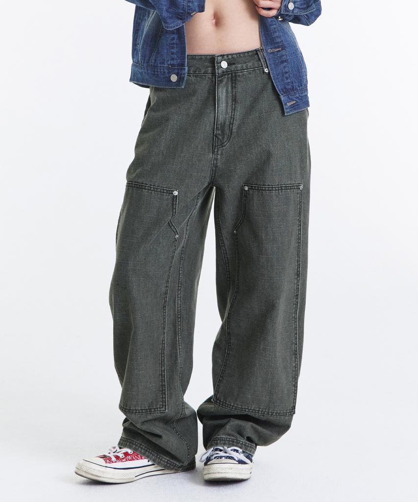 Gicheol Vintage Double Knee Work Pants (Khaki)