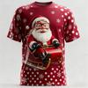 T-shirt da uomo estiva con stampa 3D di Babbo Natale, girocollo