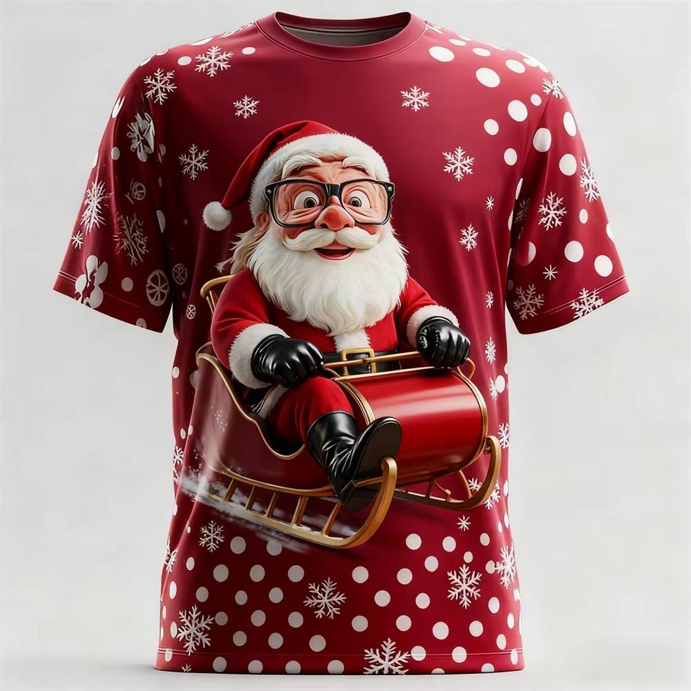Sommer Herren Santa 3D-Druck Rundhals-T-Shirt