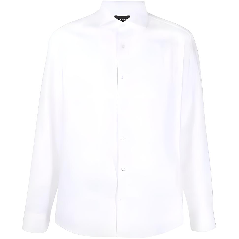 Emporio Armani Solid Color Button-Down Slim Fit Long Sleeve Shirt Men shirts White 8N1CD4-1NB1Z-0100
