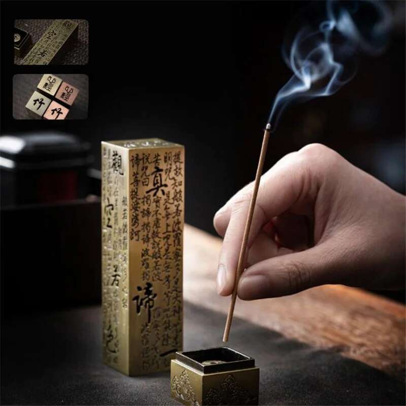 Creative Buddhist Sutra Alloy Incense Stick Burner Vertical Separate Incense Holder Home Office Lucky Decor Zen Ornaments