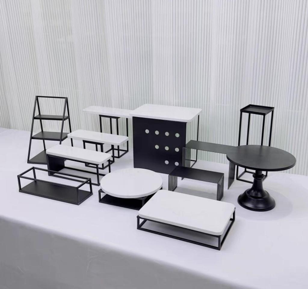 Silver Dessert Display Stand for Corporate Coffee Break and Afternoon Tea