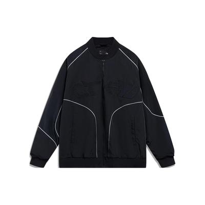 Li Ning CF Sport Lifestyle Series Printed Letter Zipper Long Sleeve Jacket Unisex Jackets Black AJDT505-1
