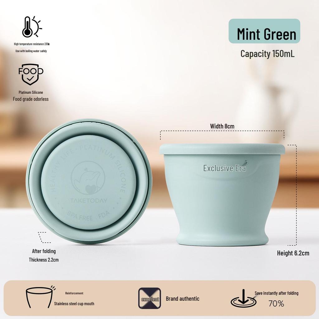 Exclusive Era Collapsible Silicone Travel Cup - Portable, High-Temperature Resistant for Camping & Outdoor Use.