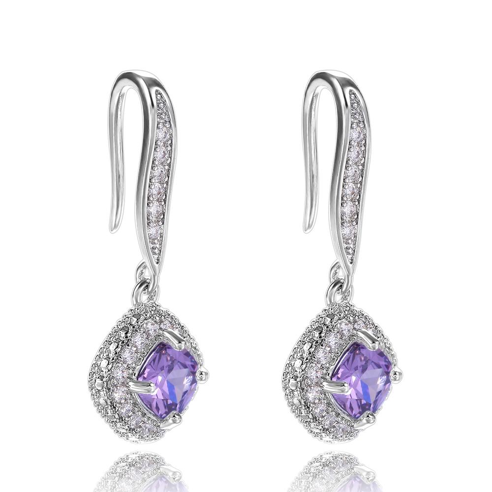 Huitan Gorgeous Women Bridal Party Event Bridal Earrings High Quality Brilliant Cubic Zirconia Anniversary Present Gifts Lady Timeless Styling Jewelry