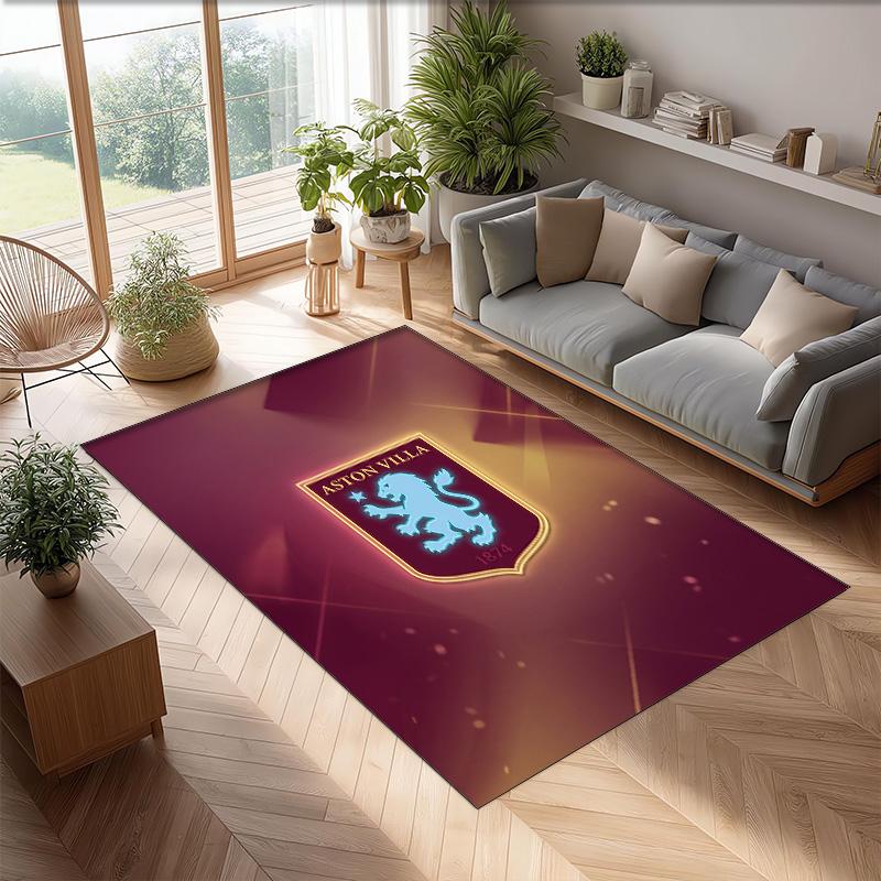 Tappeto in Velluto di Cristallo con Stampa Calcio Aston Villa, Comodo Assorbente d'Acqua Antiscivolo Tappeto per Pavimenti Interni