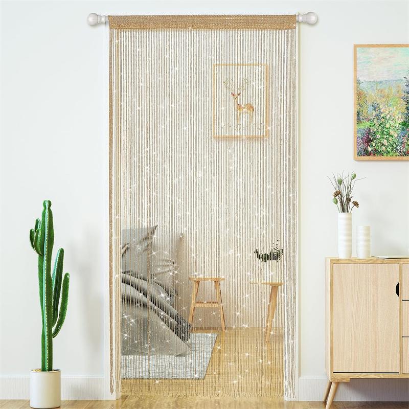 4pcs String Curtains for Doorways Glitter Beaded Curtains Door Sparkle Beads Curtain Open Closet Laundry Hanging Glisten Beads Window Girls