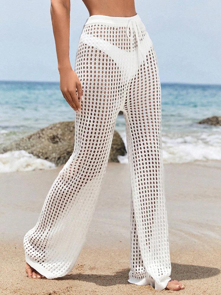 2025 Women's Solid Color Knit Beach Bikini Pants - European & American Summer Style