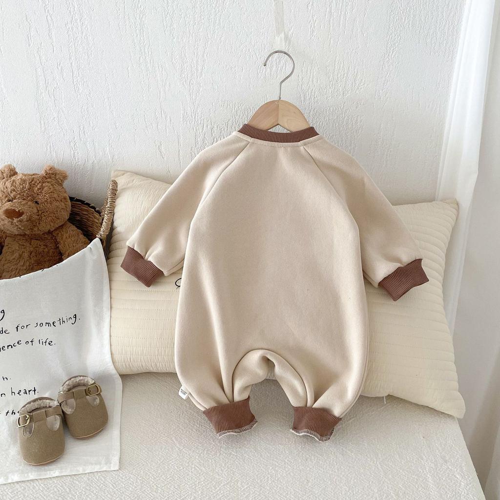 Baby Cartoon Jumpsuit Winter Korean Children's Clothing Baby Super Cute Thick Baby Clothes Home