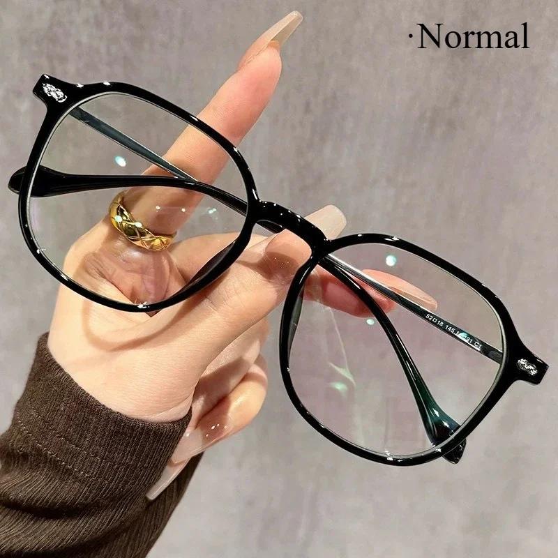 Unisex Large Frame Pochromic Reading Glasses Men Women Vintage Color Changing Glasses Retro Square Anti-UV Far Sight Eyewear