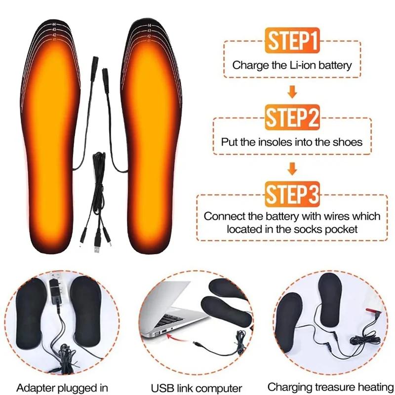 1Pair USB Heating Shoes Insole Quality Winter Warm Insoles for Feet Men Women Electrically Heated Shoe Sole Non Slip Shoe Pads