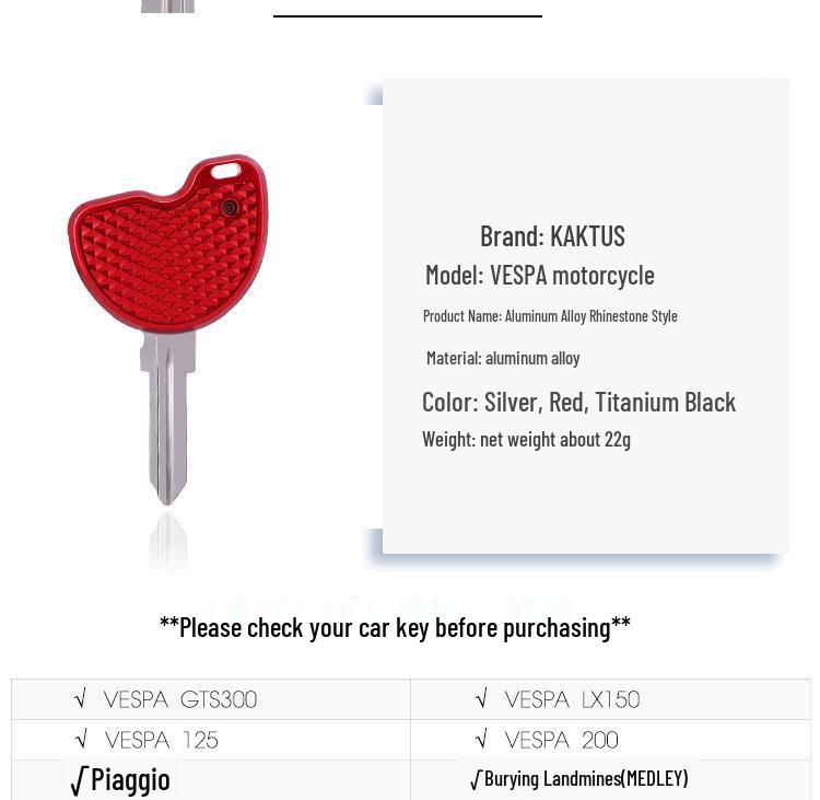 KAKTUS Key Shell for Vespa Piaggio Key Modification
