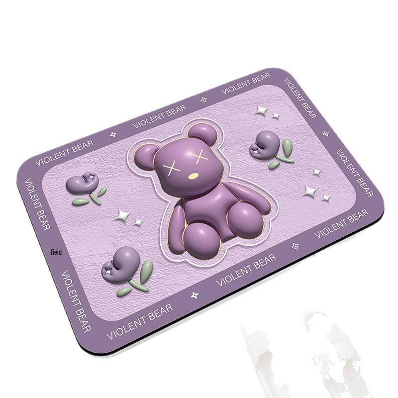 3D Cartoon Bear Diatomaceous Earth Non-slip Bath Mat