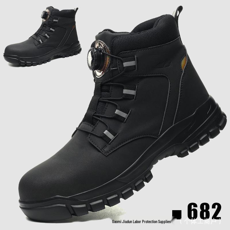 Durable Steel Toe Work Shoes: Wear-Resistant, Water-Repellent Microfiber Leather, Anti-Smash & Puncture, Comfortable for Long Standing.