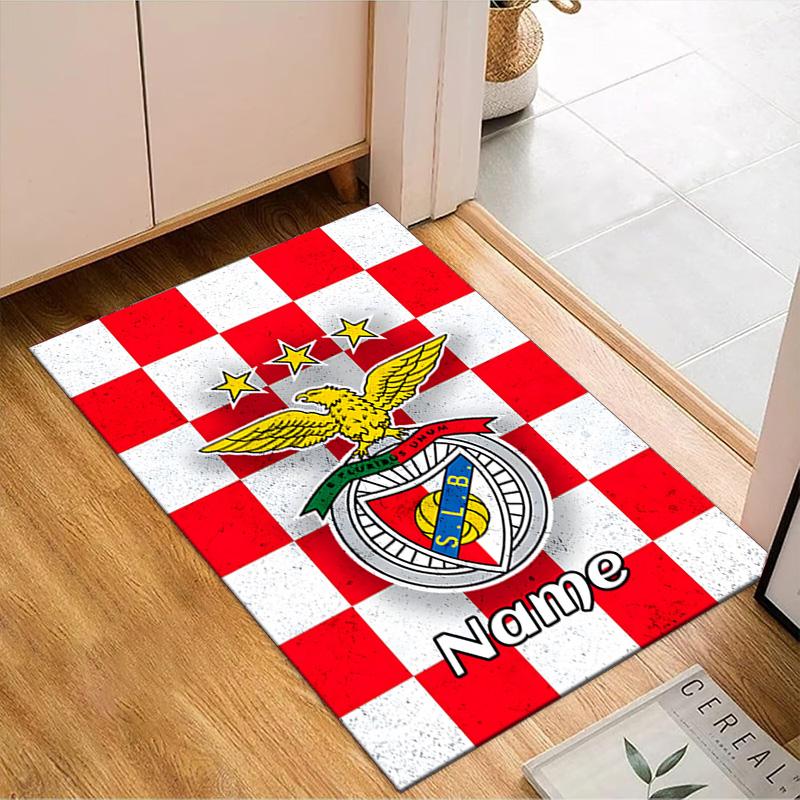 Custom Name Benfica Football Crest Rug Game Carpet, Floor Mat for Bedroom Living Room Entryway Rug, Home Decor Idea Gift for Christmas Birthday