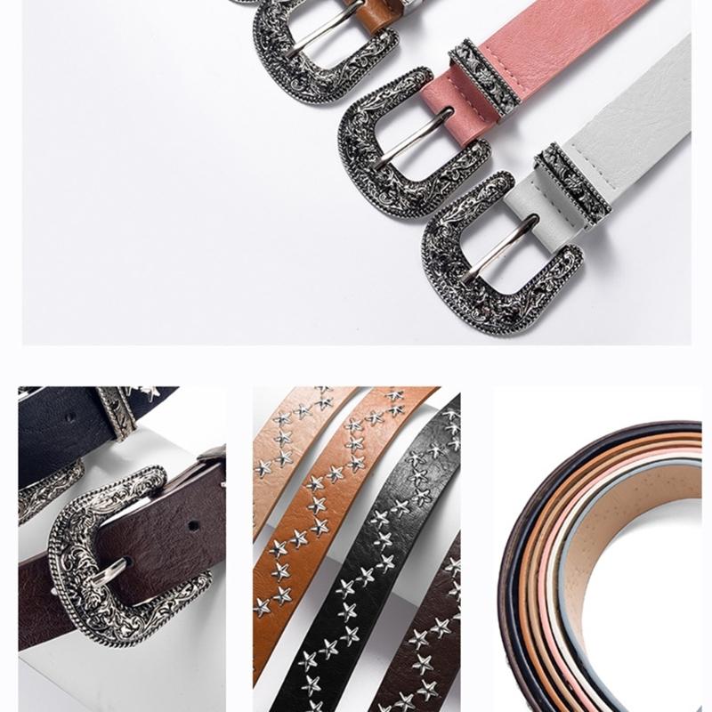 Elegant PU Belt With Star Embellishments Trendy Soft Belt With Adjustable Accessory for Dress or Jeans