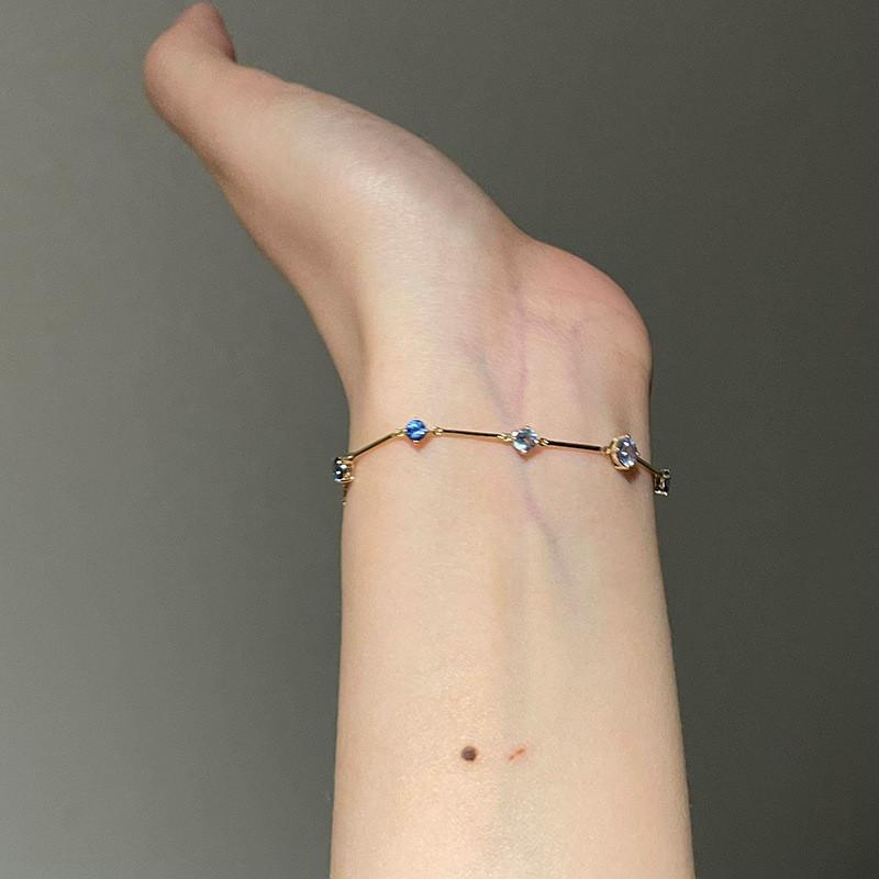 Minimalist Blue Sapphire Style Copper Bracelet For Daily Wear Women