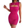 Frauen Frühling Sommer Sexy Aushöhlen Solide Hohe Taille Gestrickte Hip Wrap Kurzes Kleid
