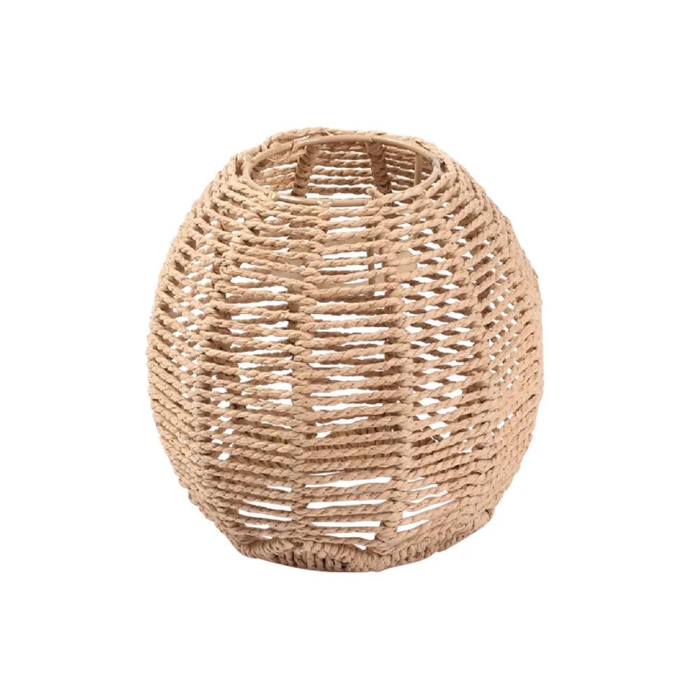 Simulated Rattan Chandelier Lamp Shade Vintage Ceiling Light Cover Bulb Guard Cage for Living Room Bedroom Hotel Restaurant
